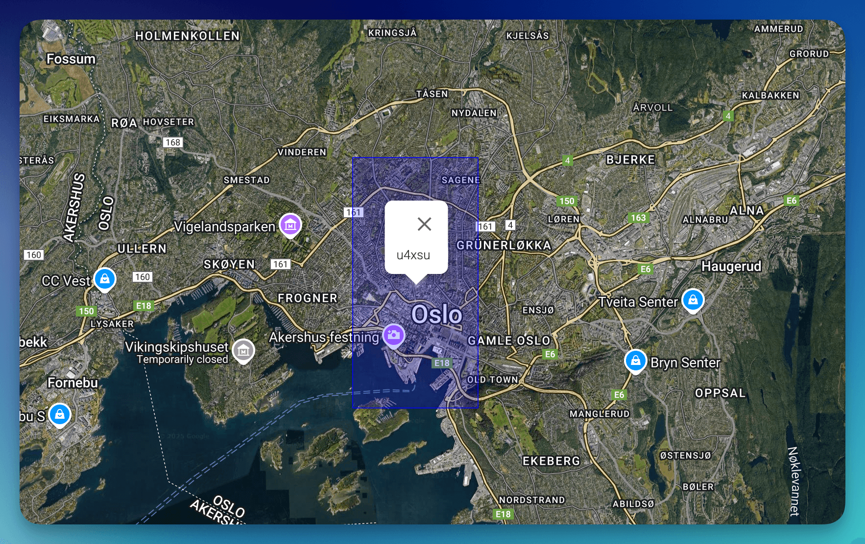 Geohash som dekker deler av Oslo