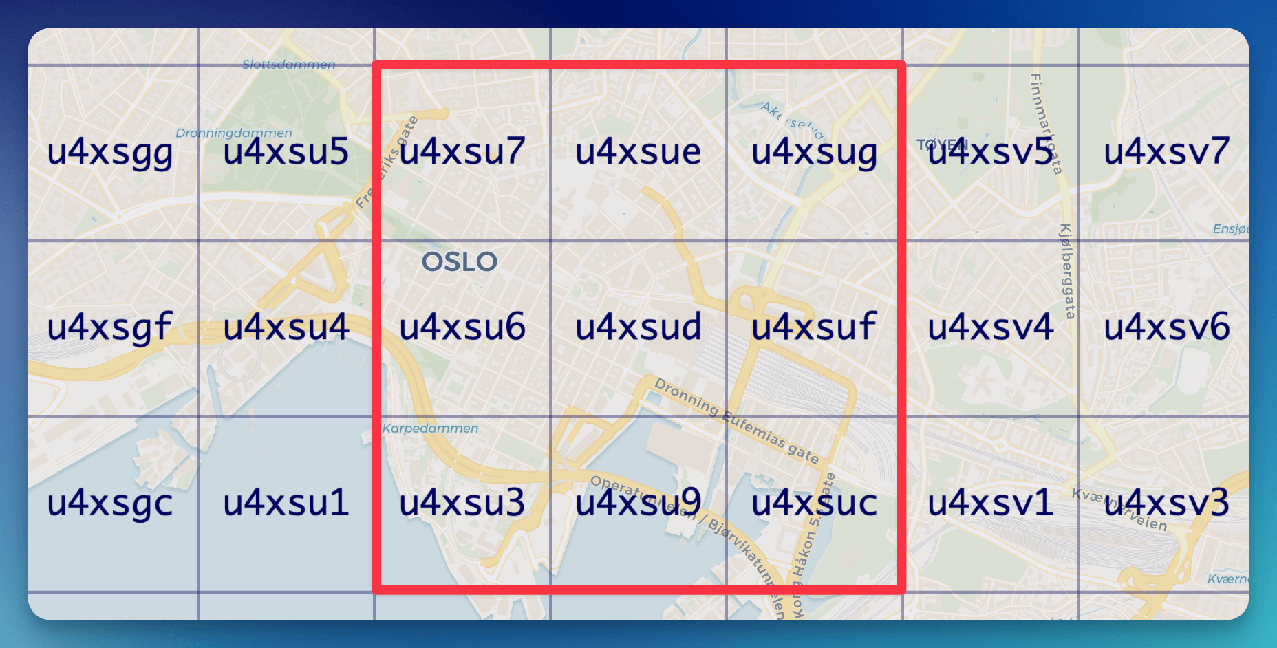 Alle naboene til en geohash